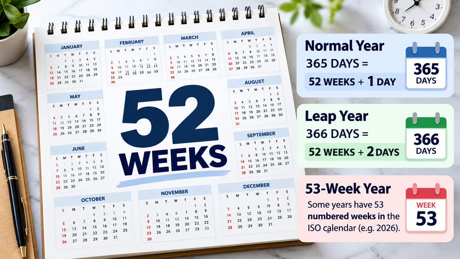 how many weeks in a year